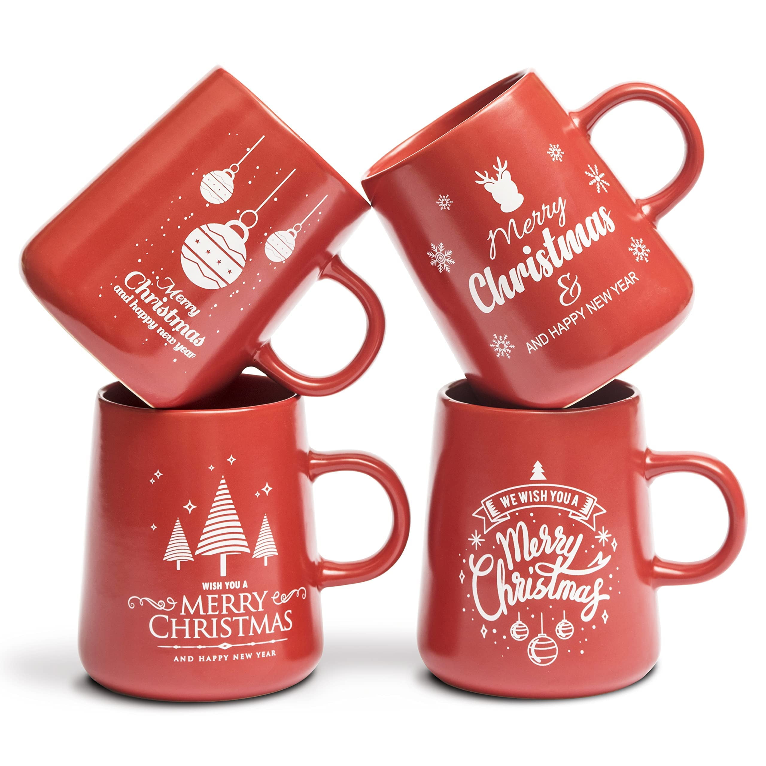 Bruntmor Ceramic Christmas Mug Set - Funny Holiday Gift