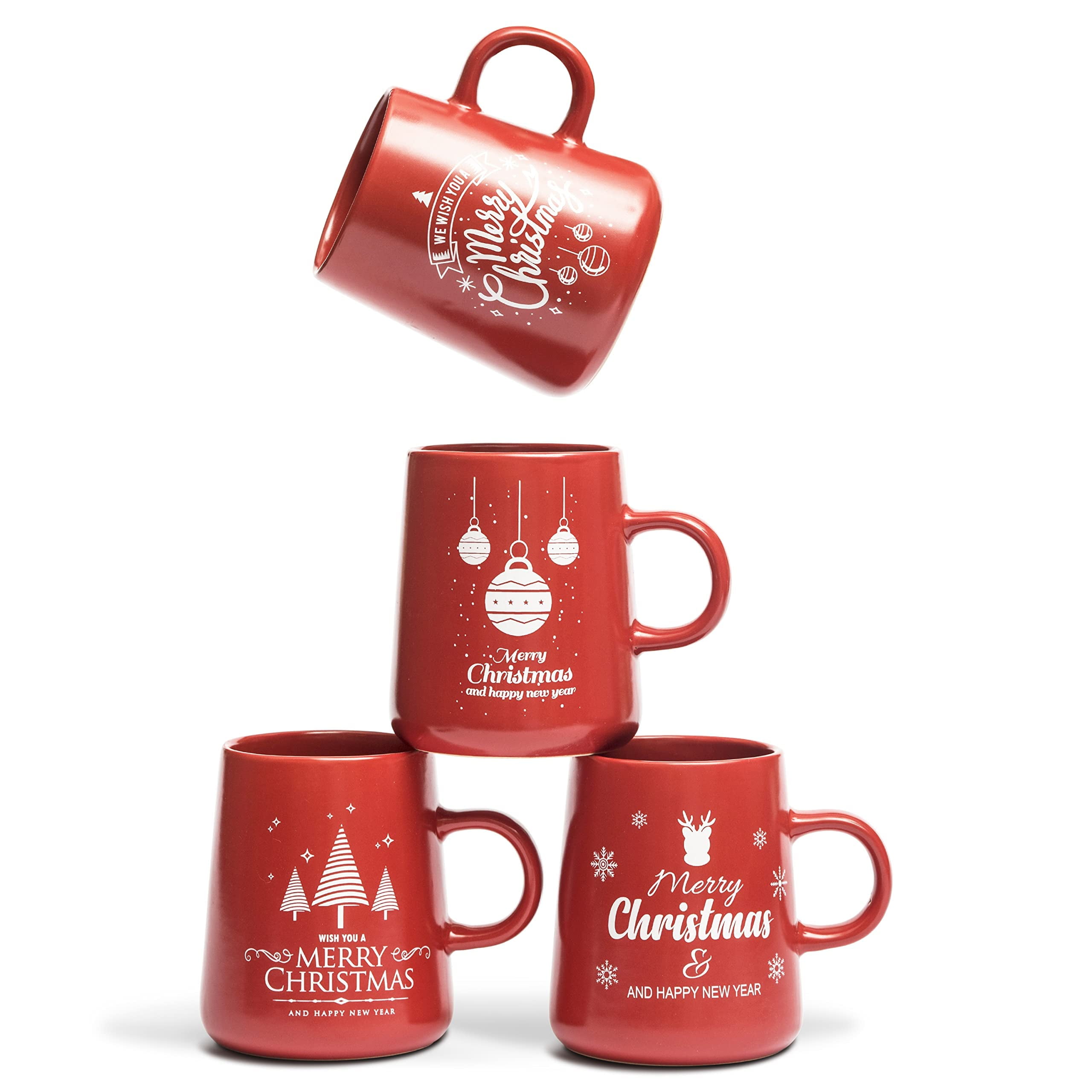 Bruntmor Ceramic Christmas Mug Set - Funny Holiday Gift