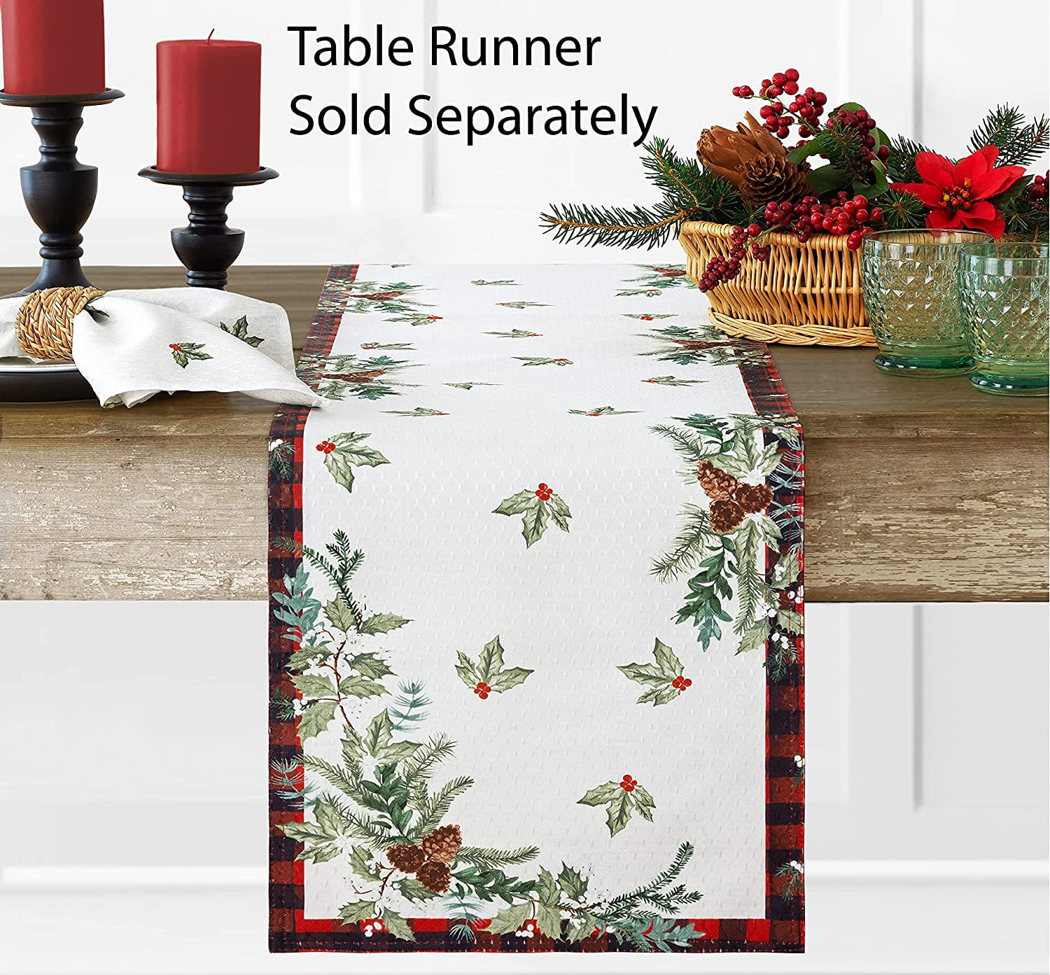 Christmas Placemats Set with Garland Border
