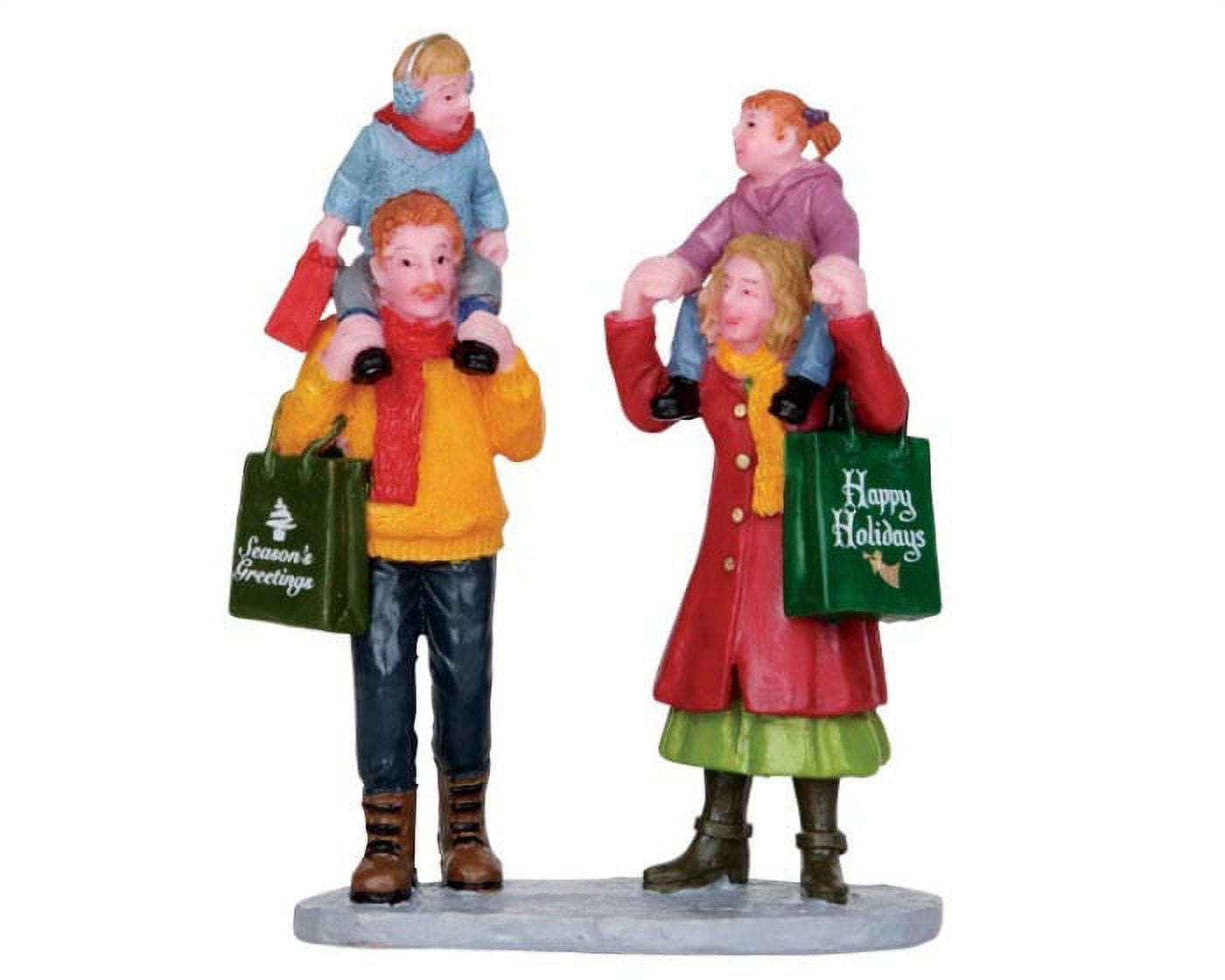 Family Christmas Shopping Figurine
