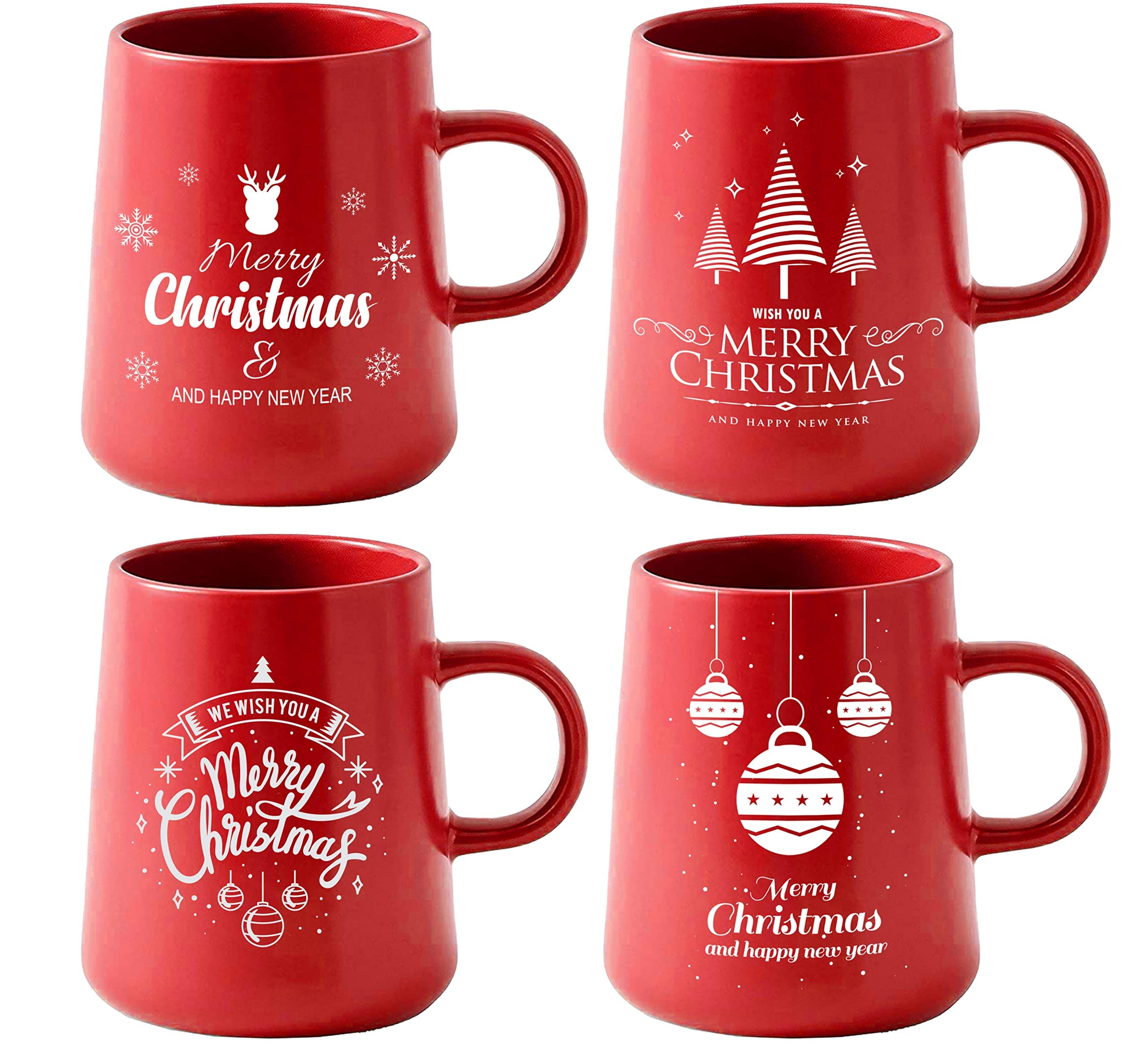 Bruntmor Ceramic Christmas Mug Set - Funny Holiday Gift