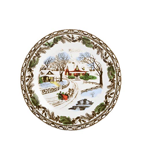 Gibson Home Christmas Toile 16 Piece Dinnerware Set, Multicolor -