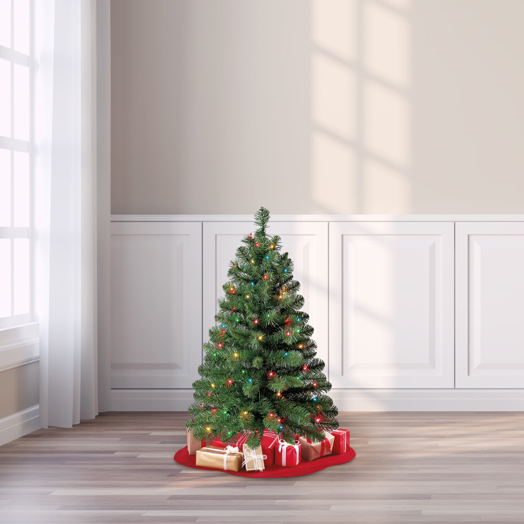 3ft Pre-Lit Christmas Tree with Multicolor Lights