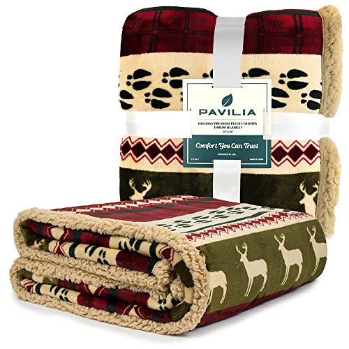 Christmas Sherpa Fleece Blanket - Reindeer Design