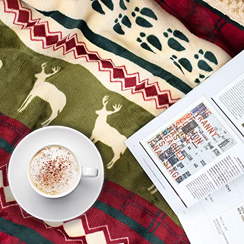 Christmas Sherpa Fleece Blanket - Reindeer Design