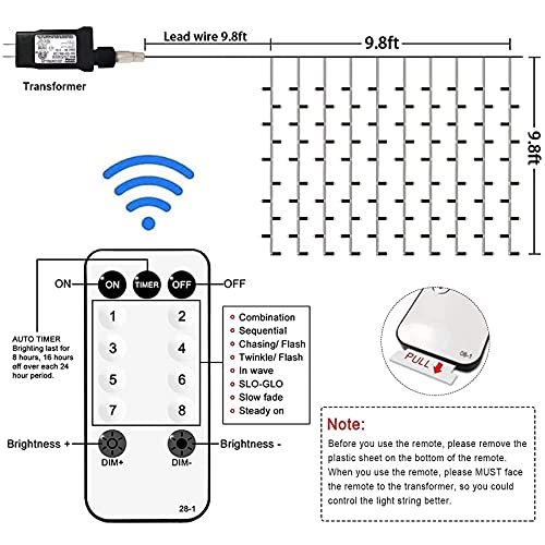 300 LED Remote Control Curtain Lights for Christmas