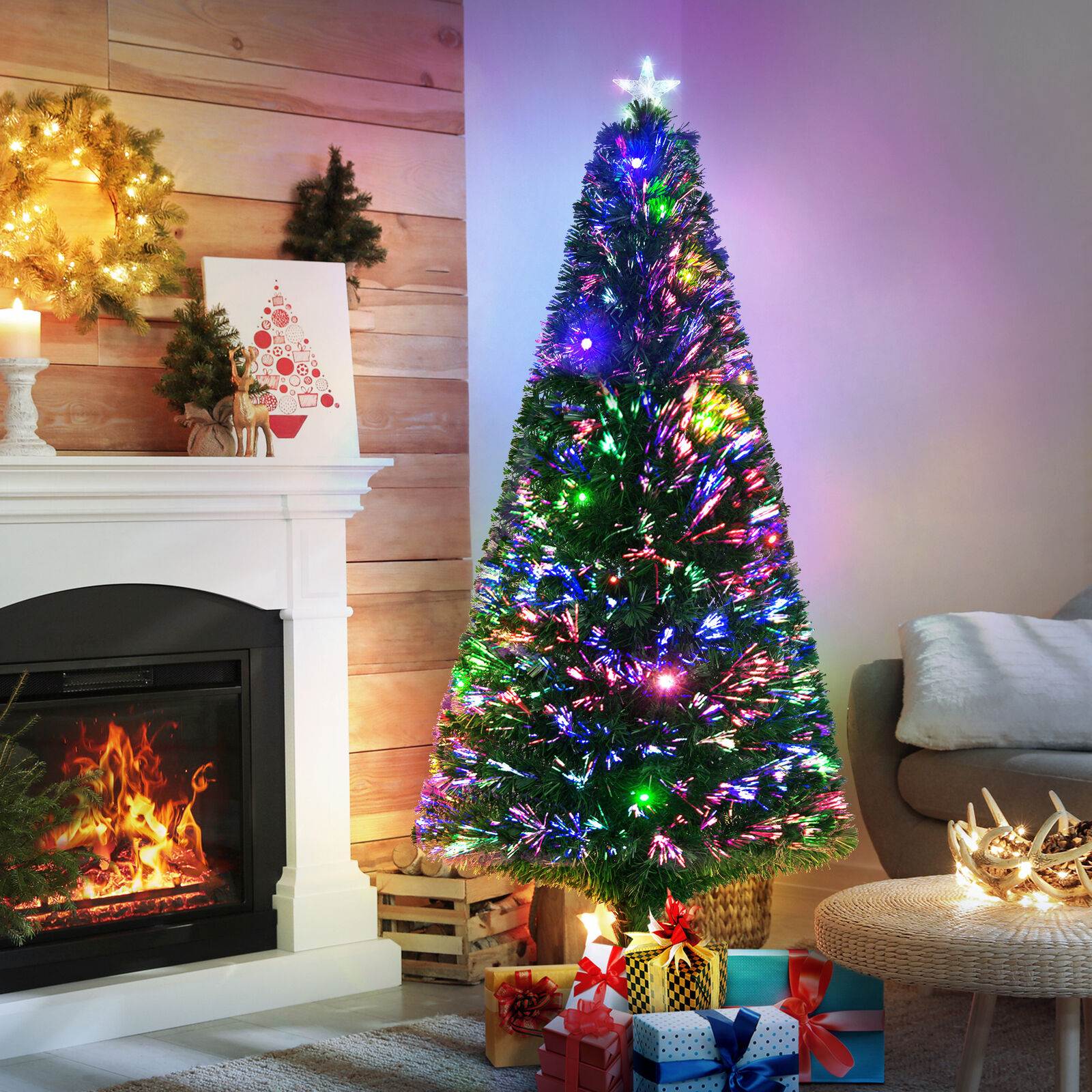 6ft Fiber Optic Christmas Tree with LEDs