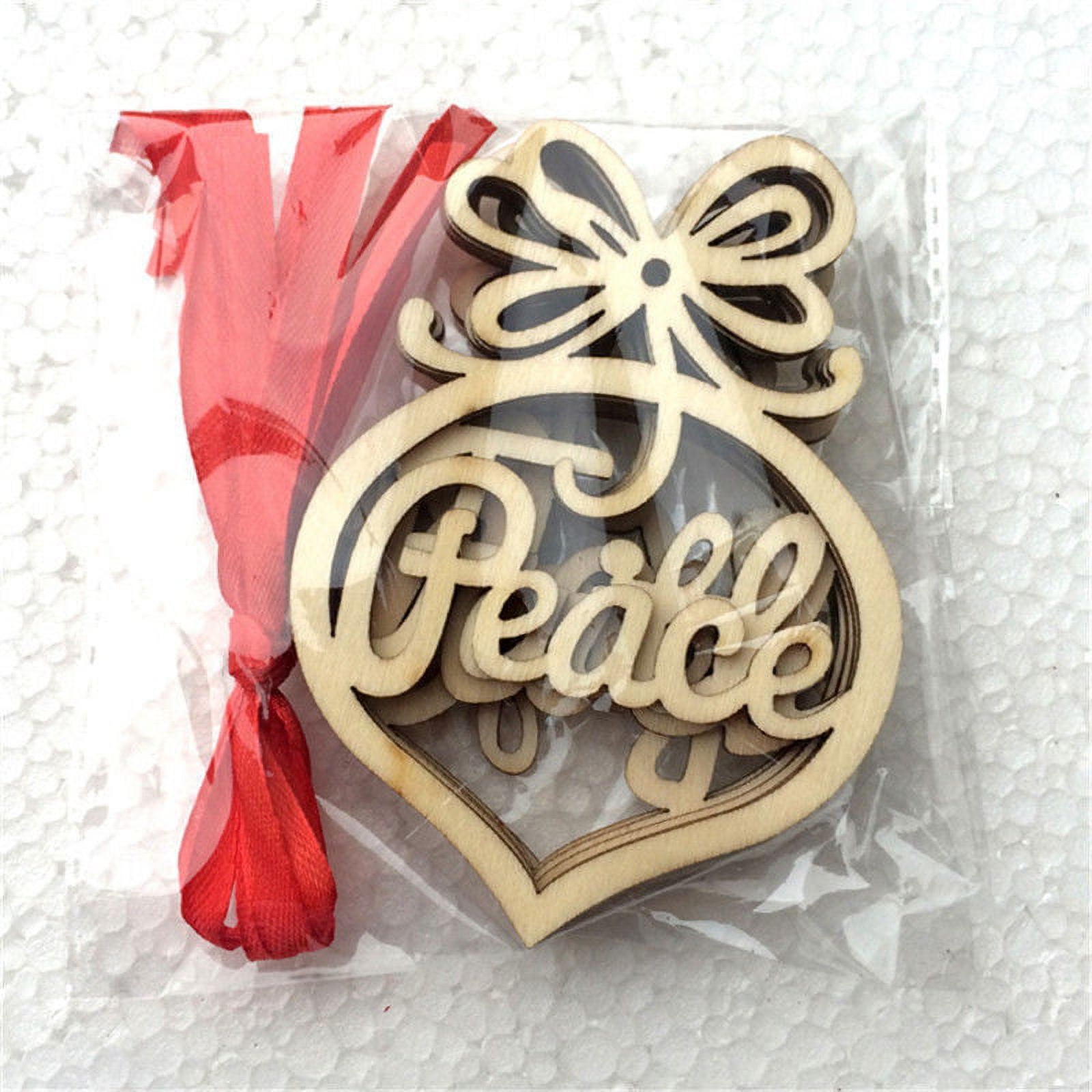 Wooden Xmas Tree Decorations - Set of 6