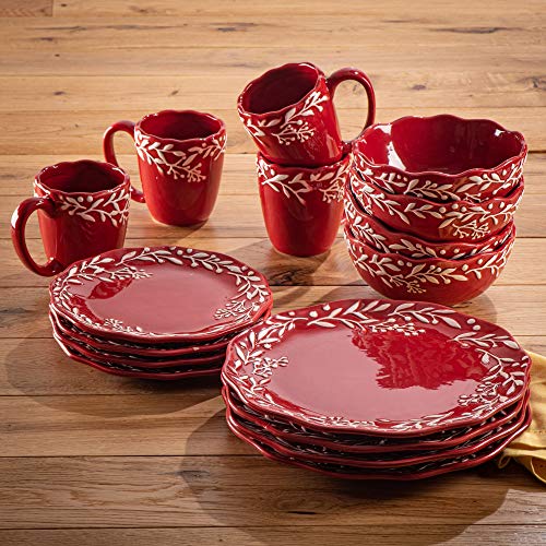 Holiday Dinnerware Set - 16-Piece Collection, Red