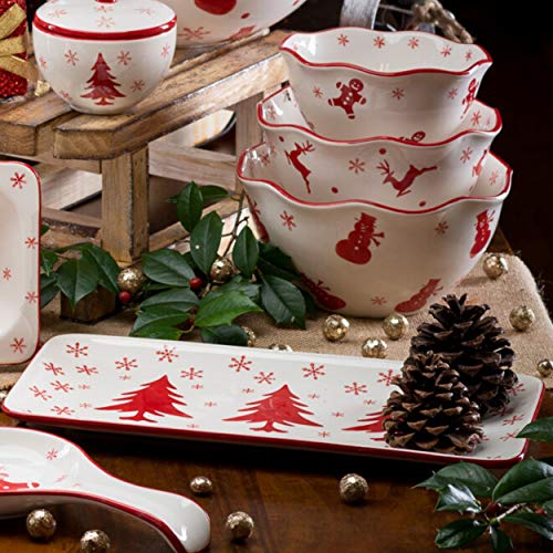 Winterfest Christmas Platter, Red/White