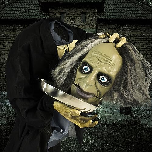 Life-Size Zombie Halloween Decoration, Poseable & Light-Up