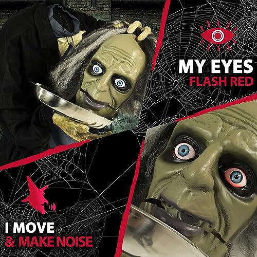 Life-Size Zombie Halloween Decoration, Poseable & Light-Up