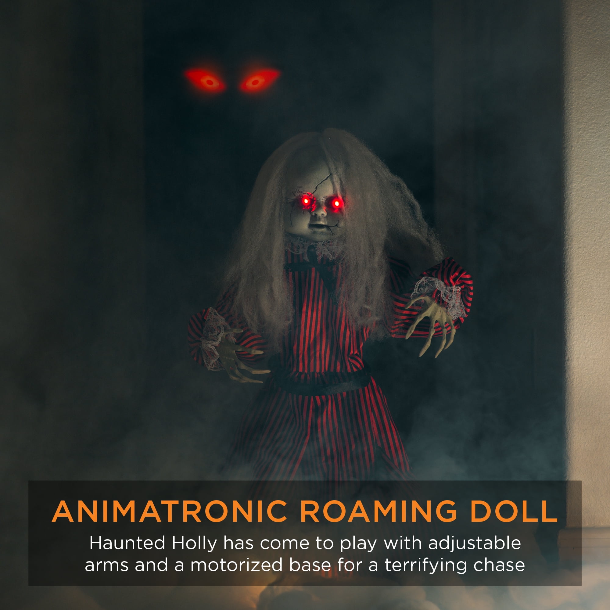 Roaming Doll Halloween Decoration w/ Light-Up Eyes