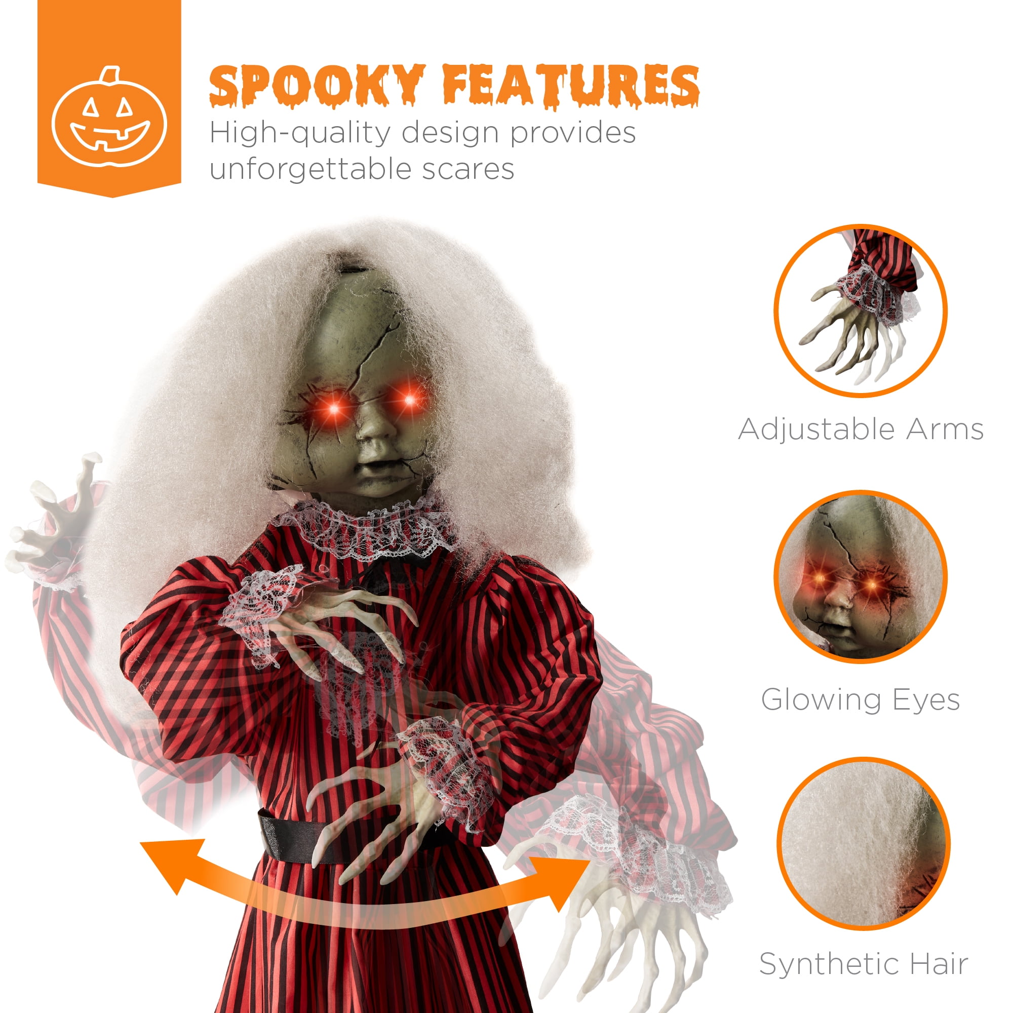 Roaming Doll Halloween Decoration w/ Light-Up Eyes