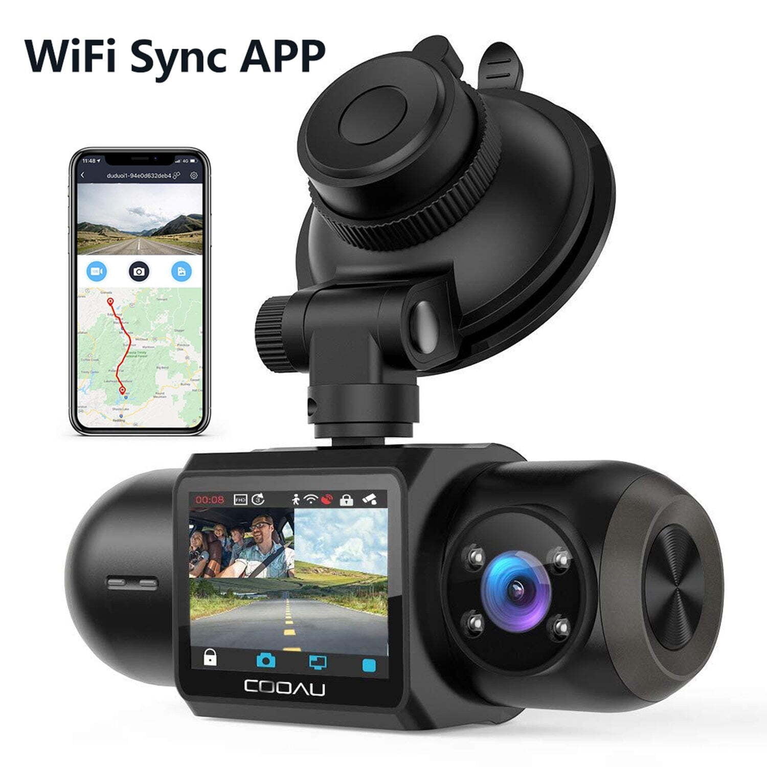 2.5K WiFi Dual Dash Cam with GPS & Speed