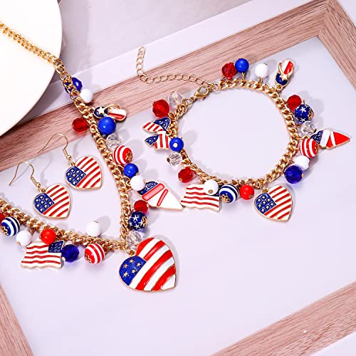 Patriotic Necklace & Earring Set for Women