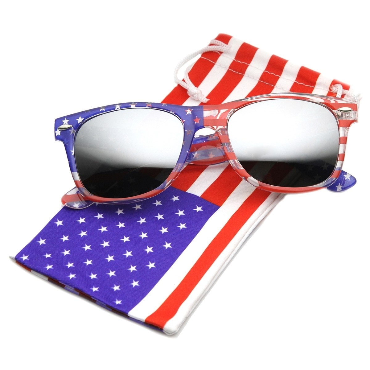 Patriotic Flash Mirror Sunglasses with USA Flag