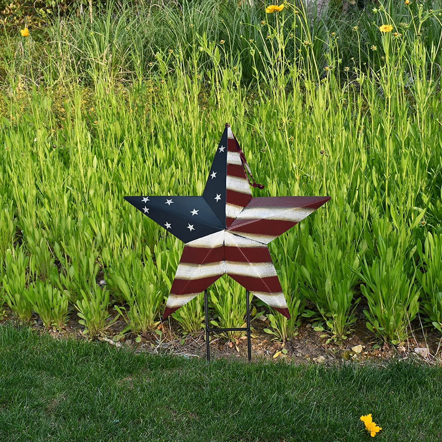 Patriotic Metal Barn Star Yard Sign