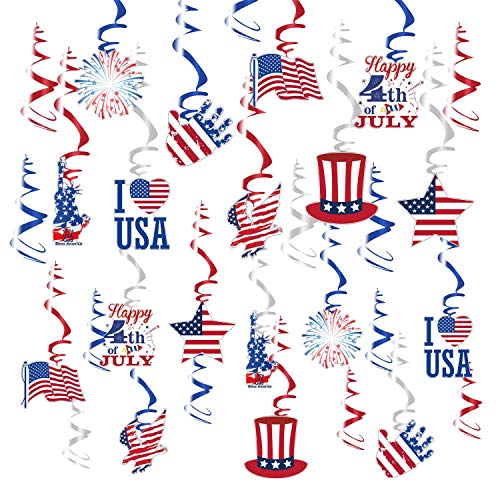 30 Shiny 4th of July Swirls Decorations