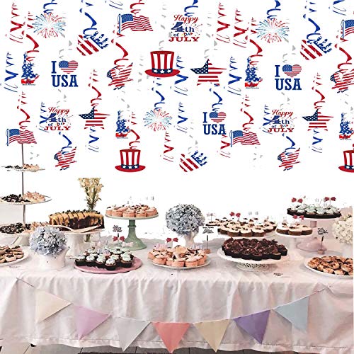 30 Shiny 4th of July Swirls Decorations