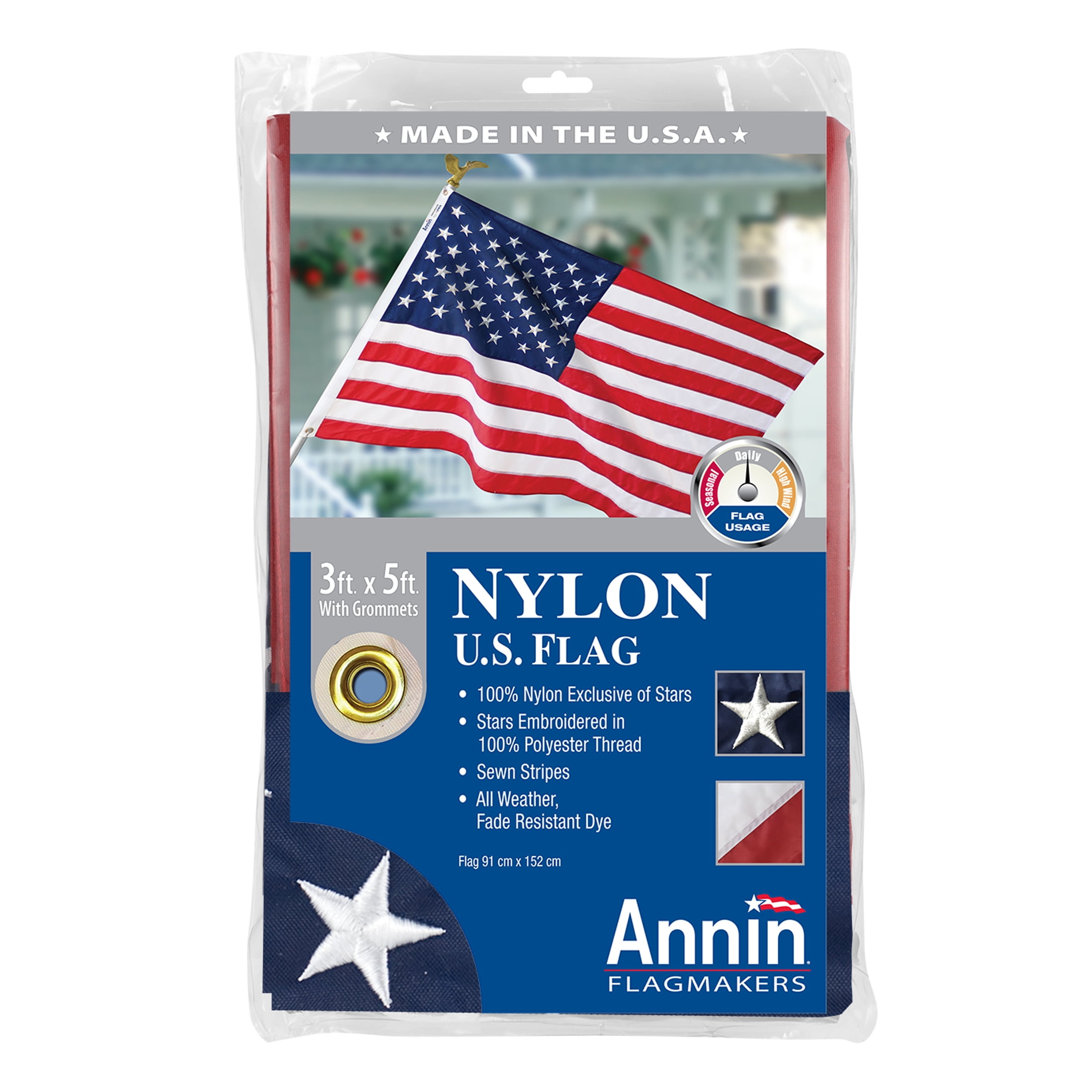 Annin's 3' x 5' Embroidered Nylon Flag