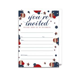25 Pack Festive Stars Invitations for 4th July