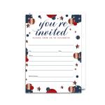 25 Pack Festive Stars Invitations for 4th July