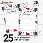 25 Pack Festive Stars Invitations for 4th July