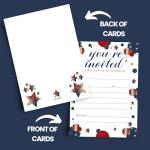 25 Pack Festive Stars Invitations for 4th July