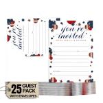 25 Pack Festive Stars Invitations for 4th July