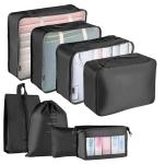 8-Piece Black Foldable Travel Cube Set