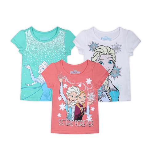 Disney Frozen Elsa and Anna 3-Pack T-Shirts - Pink/White/Green
