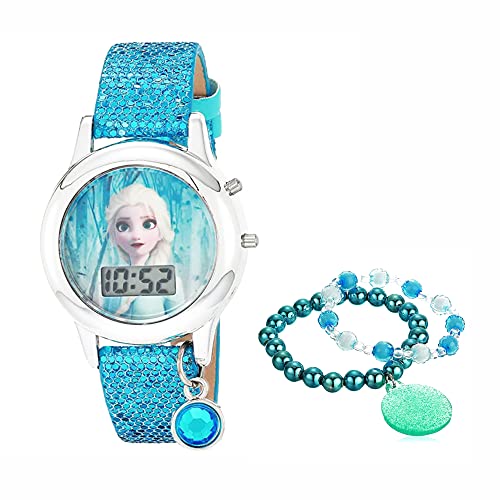 Disney Frozen Elsa Blue Digital Kids Watch with Charm Bracelet
