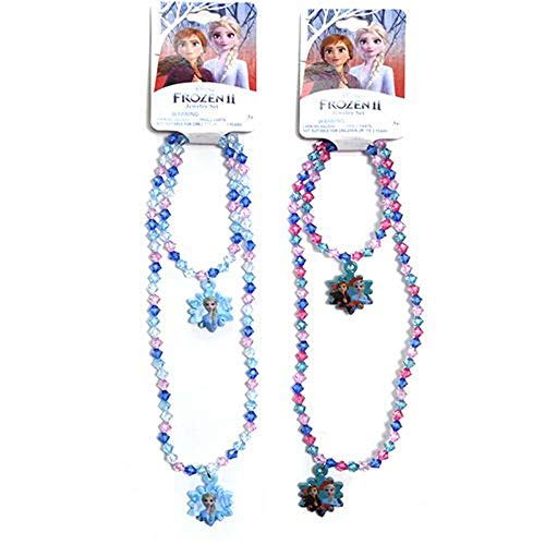 Frozen-2 Disney Necklace & Bracelet Sets: Shaped Pendants