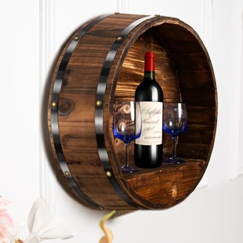 Rustic Oak Barrel Wine Rack and Decor