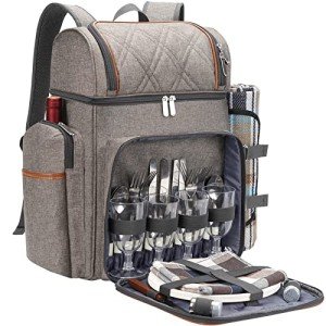 Insulated Picnic Backpack Set for 4