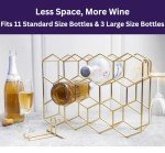 Gold Wine Rack with Glass Holders - 14 Bottle Capacity