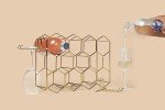 Gold Wine Rack with Glass Holders - 14 Bottle Capacity