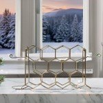 Gold Wine Rack with Glass Holders - 14 Bottle Capacity