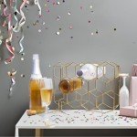 Gold Wine Rack with Glass Holders - 14 Bottle Capacity