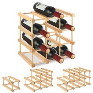 12-Bottle Stackable Wooden Wine Rack Holder