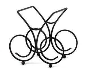 3-Bottle Black Steel Wine Rack for Home Bar