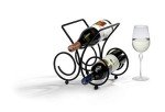 3-Bottle Black Steel Wine Rack for Home Bar