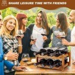 Stylish 6-Bottle Wood Wine Rack Organizer