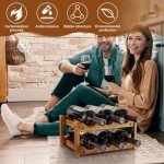 Stylish 6-Bottle Wood Wine Rack Organizer