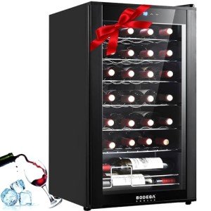 Matte Black 28-Bottle Wine Cooler with Touchscreen