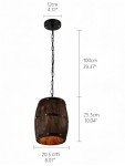Rustic Antique Wood Wine Barrel Pendant Lamp