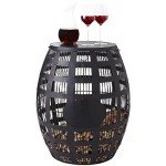 Wine Enthusiast Barrel Cork Catcher Accent Table
