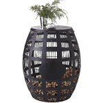 Wine Enthusiast Barrel Cork Catcher Accent Table