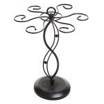 Rotating Black Metal Wine Glass Rack with Hooks